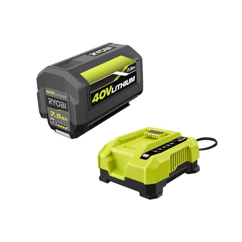 RYOBI 40-Volt Lithium-Ion High Capacity 7.5 Ah Battery and Rapid Charger - OP40753-06