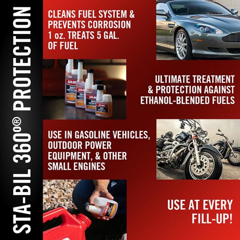Sta-Bil 360° Protection Ethanol Treatment and Stabilizer 8 oz. Treats 40 gal. of Fuel - 22288