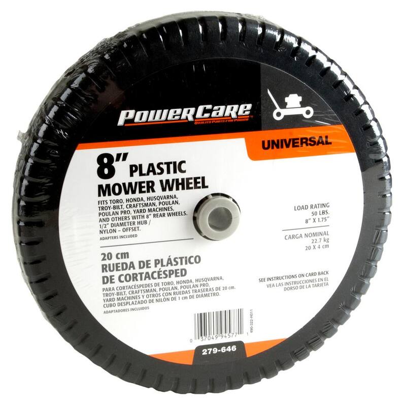 Powercare 8 in. x 1.75 in. Universal Plastic Wheel for Lawn Mowers - 490-322-H011