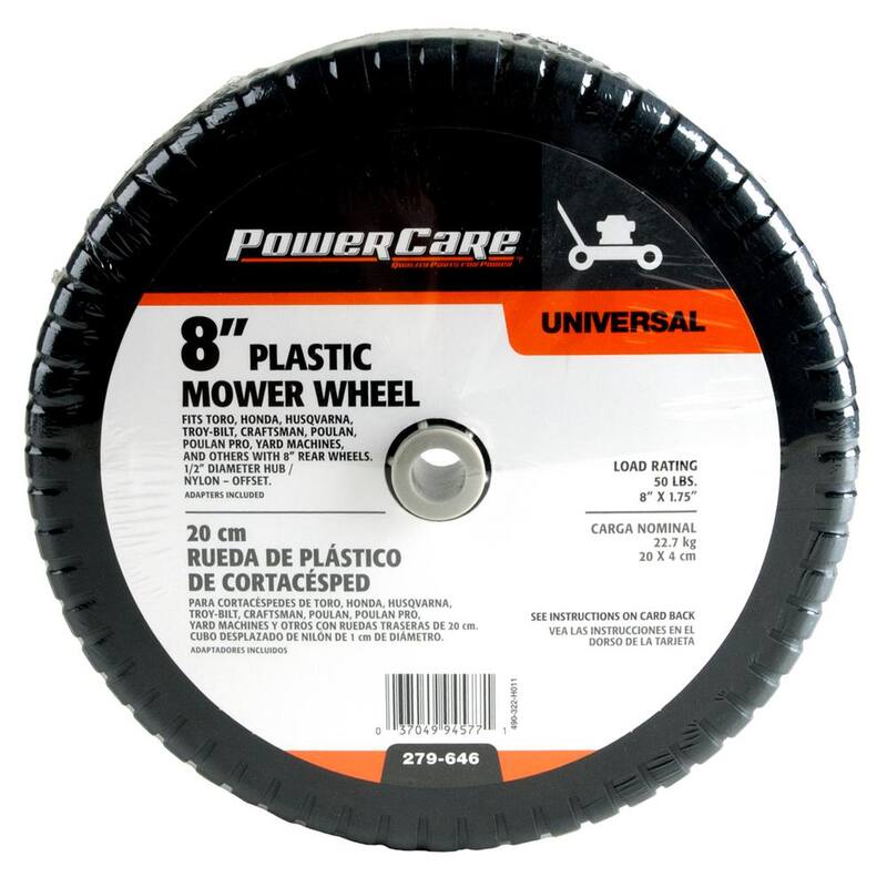 Powercare 8 in. x 1.75 in. Universal Plastic Wheel for Lawn Mowers - 490-322-H011