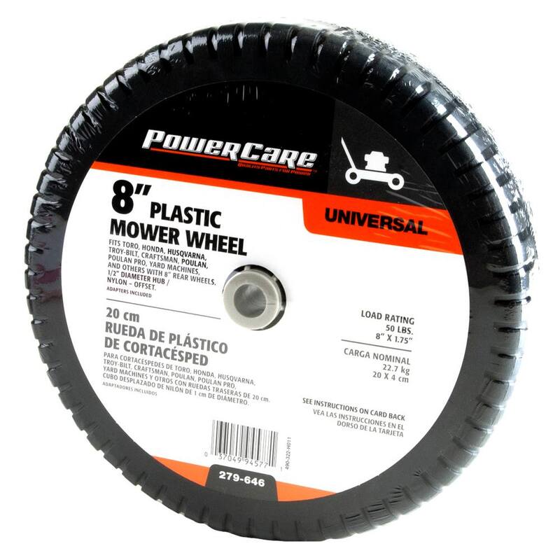 Powercare 8 in. x 1.75 in. Universal Plastic Wheel for Lawn Mowers - 490-322-H011