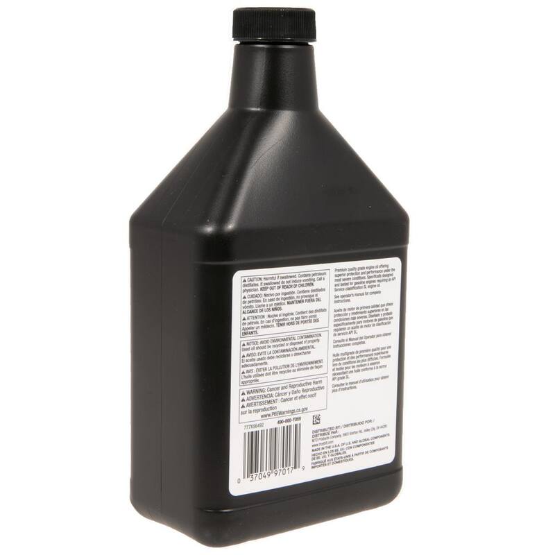 Troy-Bilt 20 oz. Premium SAE 5W-30 4-Cycle Engine Oil Specifically Formulated for Snow Blower Engines - 490-000-Y059