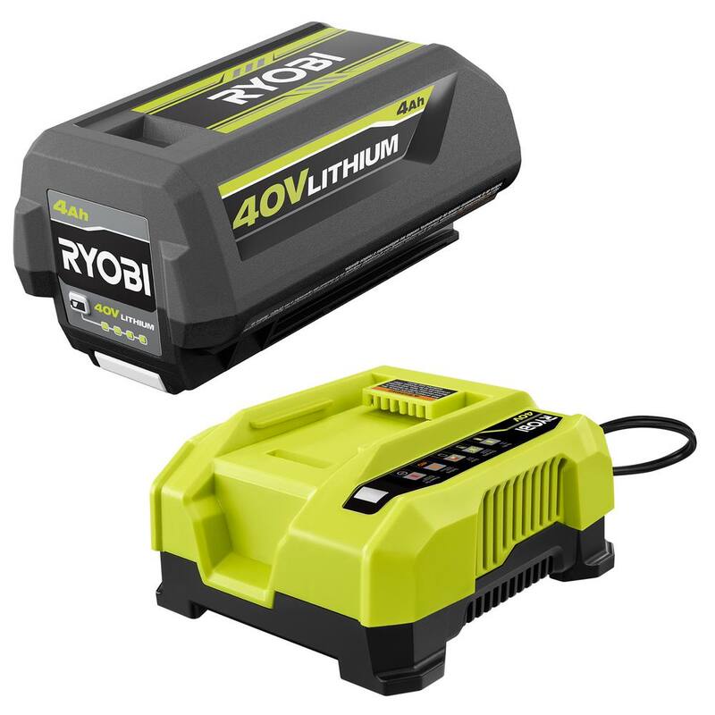 RYOBI 40V Lithium-Ion 4.0 Ah Battery and Rapid Charger - OP40404-06