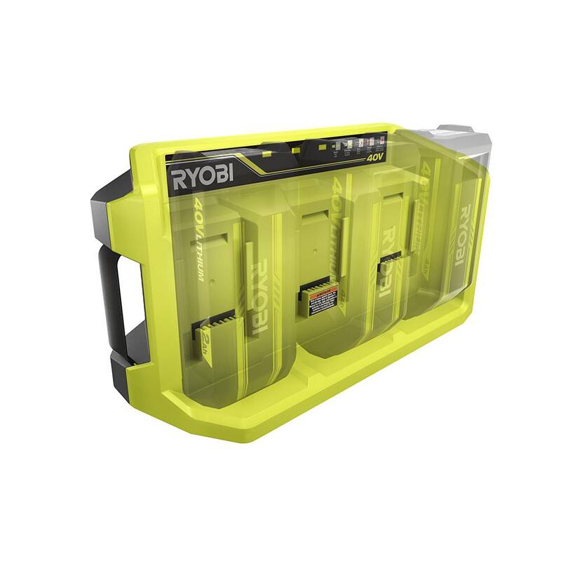 RYOBI 40V Lithium-Ion 3-Port Charger with (3) 4.0 Ah Batteries - OP407A-4