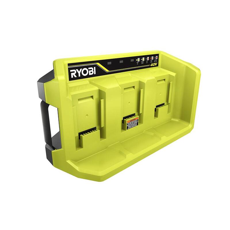 RYOBI 40V Lithium-Ion 3-Port Charger with (3) 4.0 Ah Batteries - OP407A-4