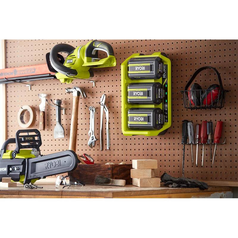 RYOBI 40V Lithium-Ion 3-Port Charger with (3) 4.0 Ah Batteries - OP407A-4