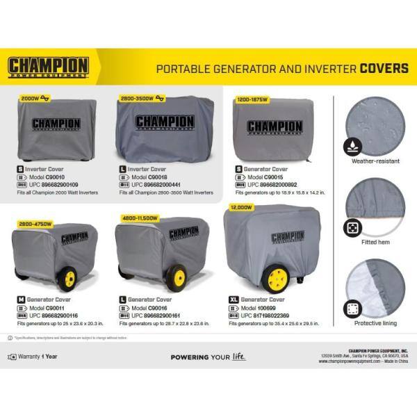 Champion Power Equipment Weather-Resistant Storage Cover for 12000-Watt Portable Generators - 100699