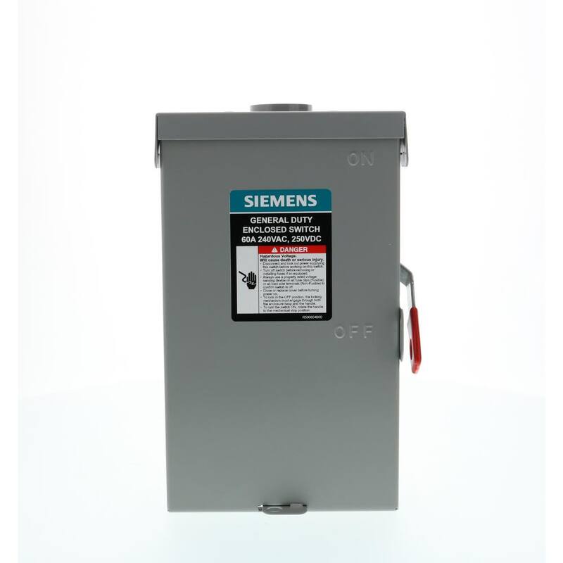 Siemens General Duty 60 Amp 3-Pole 4-Wire 240-Volt Fusible Outdoor Safety Switch - GF322NRA