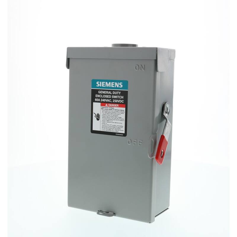 Siemens General Duty 60 Amp 3-Pole 4-Wire 240-Volt Fusible Outdoor Safety Switch - GF322NRA