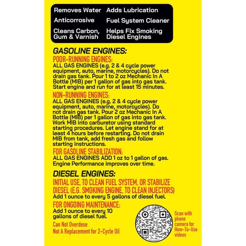 Mechanic in a Bottle Gas & Diesel Fuel Treatment, 16 oz. - MIB-016-1