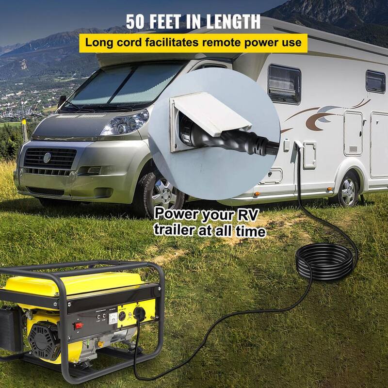 VEVOR RV Power Extension Cord 50 ft. 50 Amp 250-Volt Generator Cord N14-50P to SS2-50R General Purpose Cord with Twist Lock - HJLJQYT50X50DSK01V1