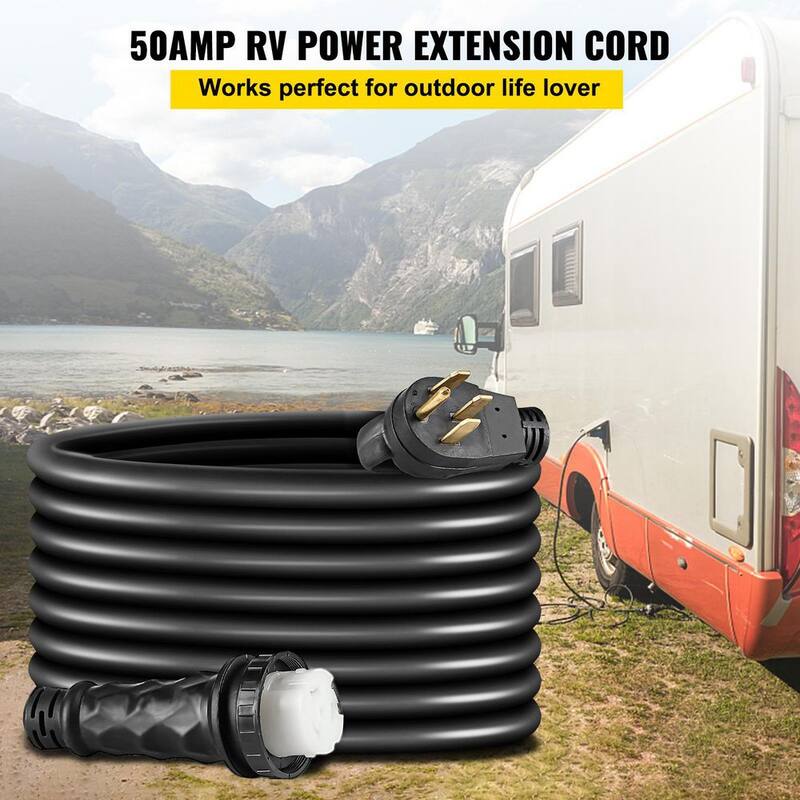 VEVOR RV Power Extension Cord 50 ft. 50 Amp 250-Volt Generator Cord N14-50P to SS2-50R General Purpose Cord with Twist Lock - HJLJQYT50X50DSK01V1