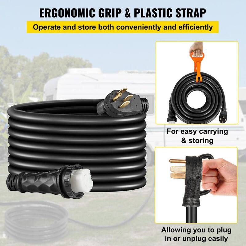 VEVOR RV Power Extension Cord 50 ft. 50 Amp 250-Volt Generator Cord N14-50P to SS2-50R General Purpose Cord with Twist Lock - HJLJQYT50X50DSK01V1