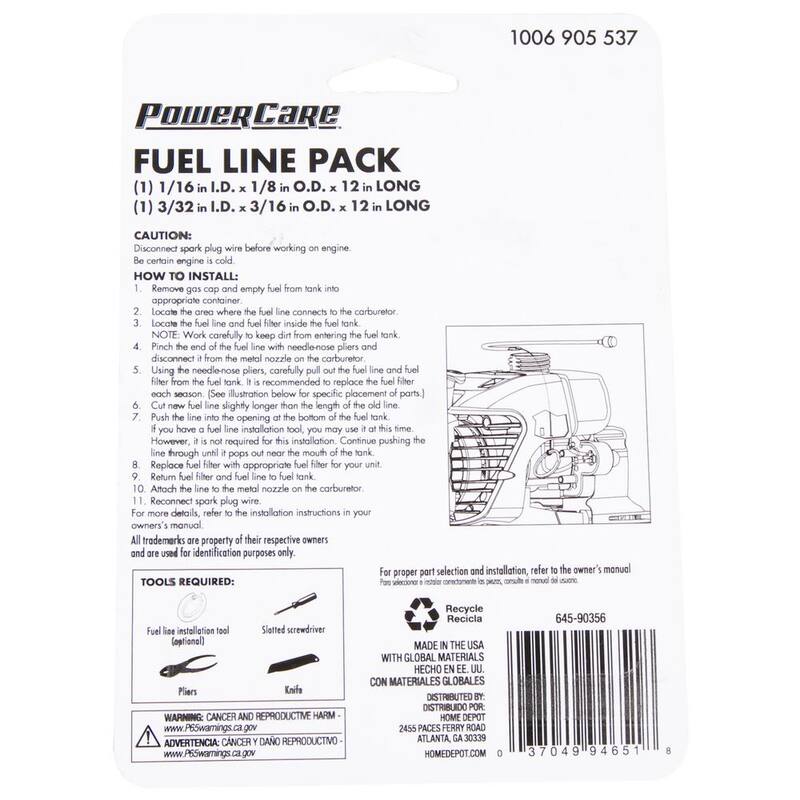 Powercare Universal 12 in. Fuel Line Kit - 490-240-H008