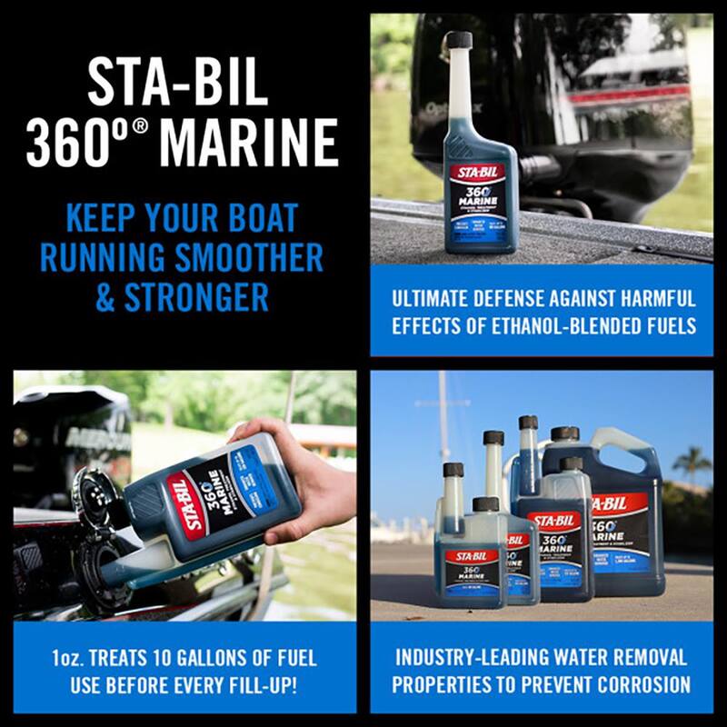 Sta-Bil 360 Marine Ethanol Treatment and Fuel Stabilizer 8 oz. Treats 80 Gallons of Fuel - GDE-22239