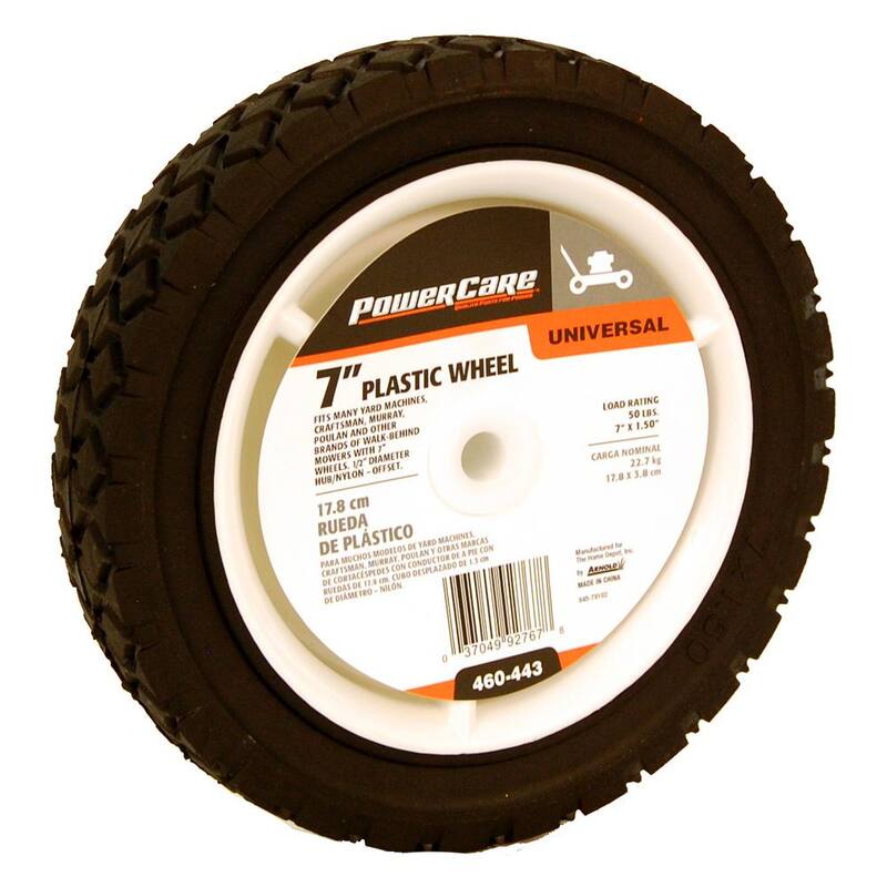 Powercare 7 in. x 1.5 in. Universal Plastic Wheel for Lawn Mowers - 460443