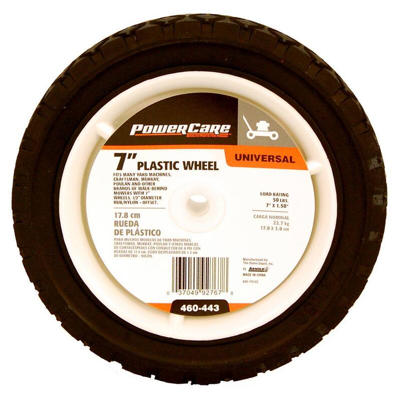 Powercare 7 in. x 1.5 in. Universal Plastic Wheel for Lawn Mowers - 460443