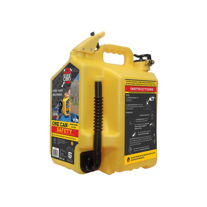 SureCan 5 Gallon Diesel Type II Safety Can Yellow with Rotating Flexible Spout - SUR5SFD2