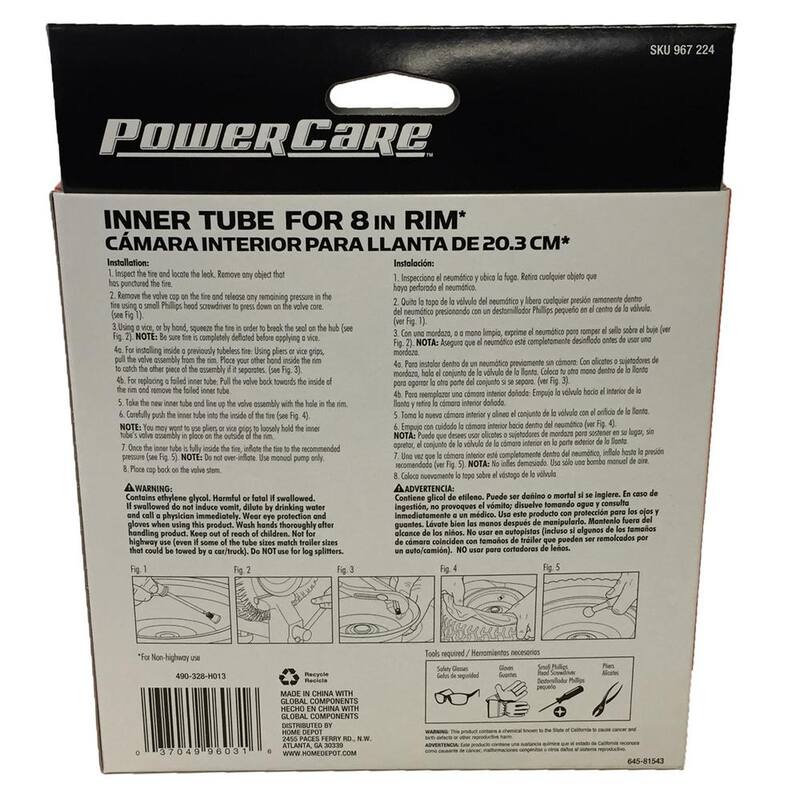 Powercare Replacement Inner Tube with Leak Stopper for Wheelbarrow Tires with 8 in. Rim - 490-328-H013