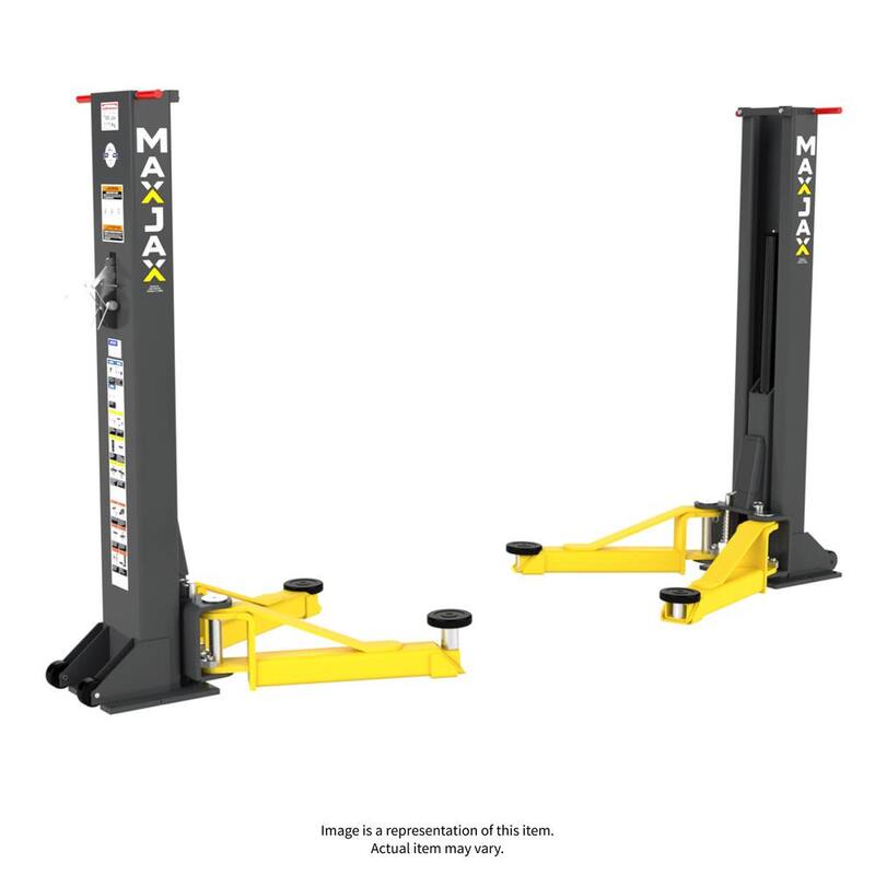 MAX JAX Symmetric Portable 2 Post Car Lift with 7,000 lbs. Weight Capacity and 110V Power Unit Included - 5175548