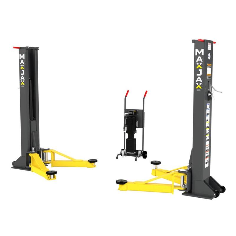 MAX JAX Symmetric Portable 2 Post Car Lift with 7,000 lbs. Weight Capacity and 110V Power Unit Included - 5175548