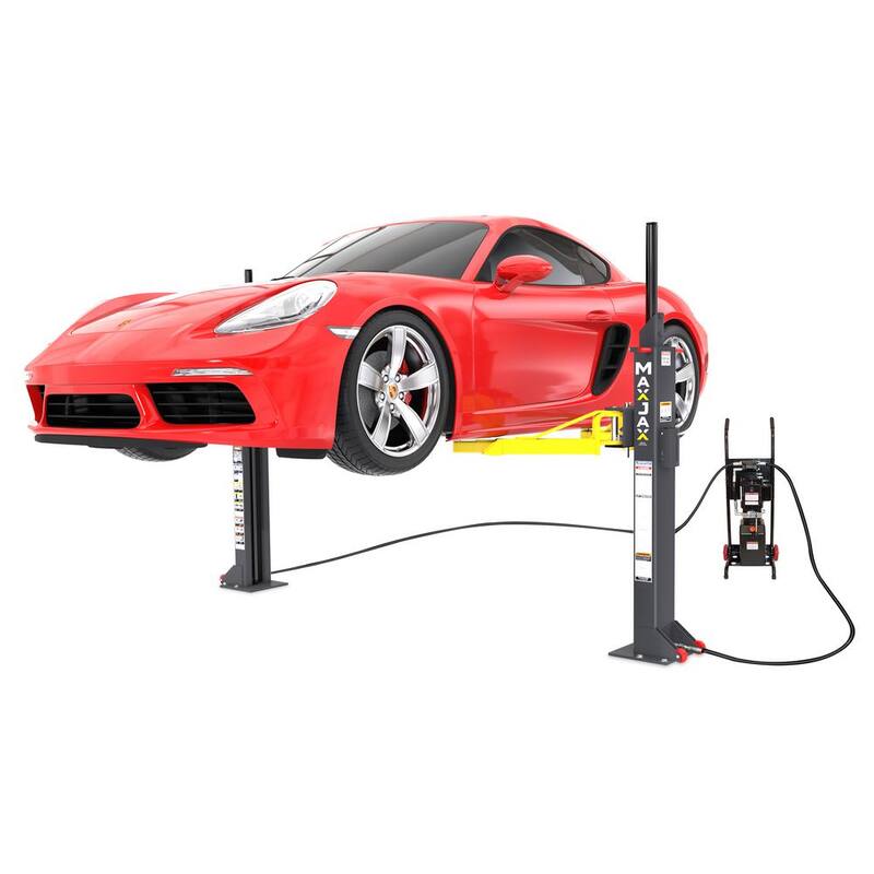 MAX JAX Symmetric Portable 2 Post Car Lift with 7,000 lbs. Weight Capacity and 110V Power Unit Included - 5175548