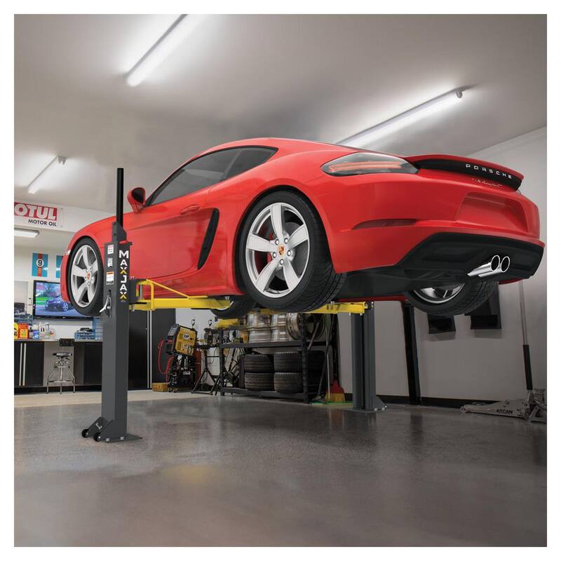MAX JAX Symmetric Portable 2 Post Car Lift with 7,000 lbs. Weight Capacity and 110V Power Unit Included - 5175548