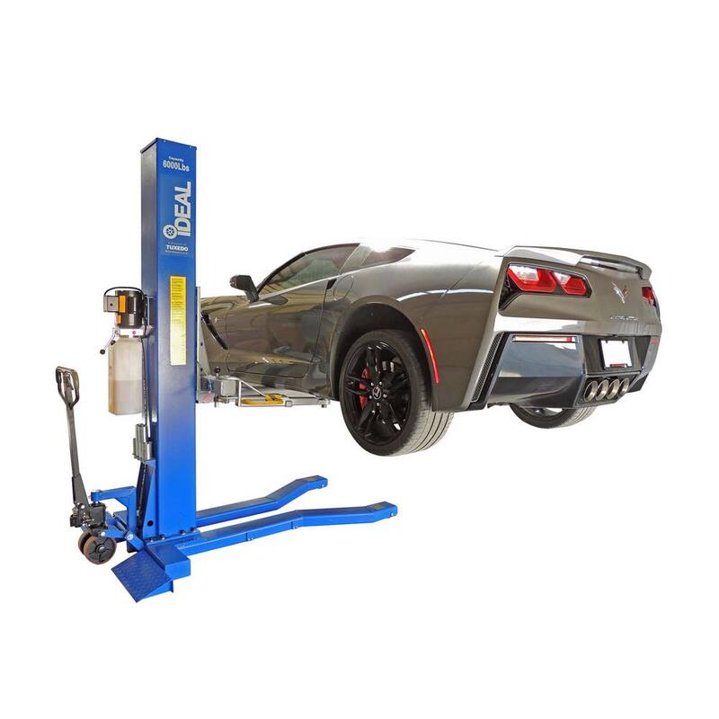 IDEAL Mobile Single Column Car Lift 6,000 lbs. Capacity Heavy Duty Model With Stackable Extensions included - MSC-6KLP