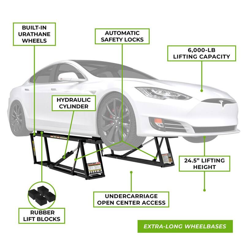 QUICKJACK 6000ELX Super-Long Portable Car Lift with 110V Power Unit Included - 5175650