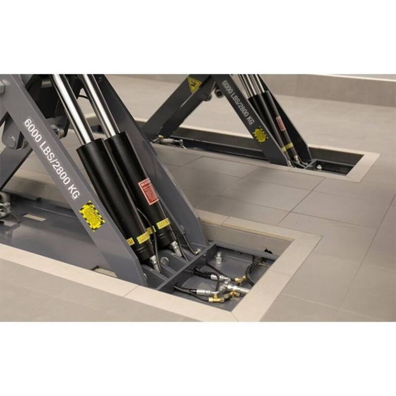 BENDPAK MDS-6LPF Mid-Rise Scissor Car Lift with Open Center and Flush-Mount, 6000 lb. Capacity, 208-230V, 60 Hz 1-Phase - 5175227