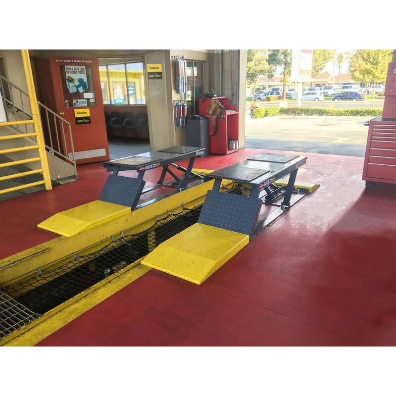 BENDPAK P-9000LT Pit-Style Low-Rise Scissor Car Lift 9000 lbs. Capacity - Open-Center with 220V Power Unit Included - 5175133