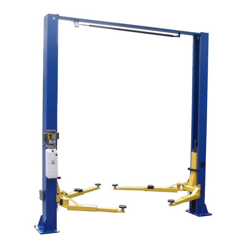 TUXEDO Asymmetric 2-Post Car Lift Clear Floor 9,000 lbs. Capacity in Blue - TP9KACX