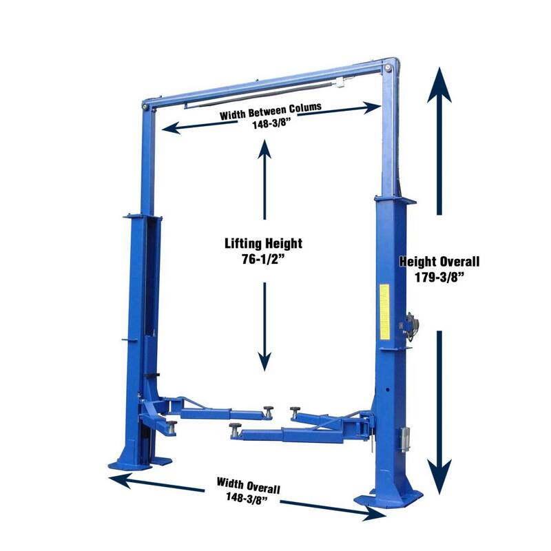 TUXEDO Heavy-Duty 2-Post Car Lift 15,000 lbs. Capacity in Blue - TP15KCX