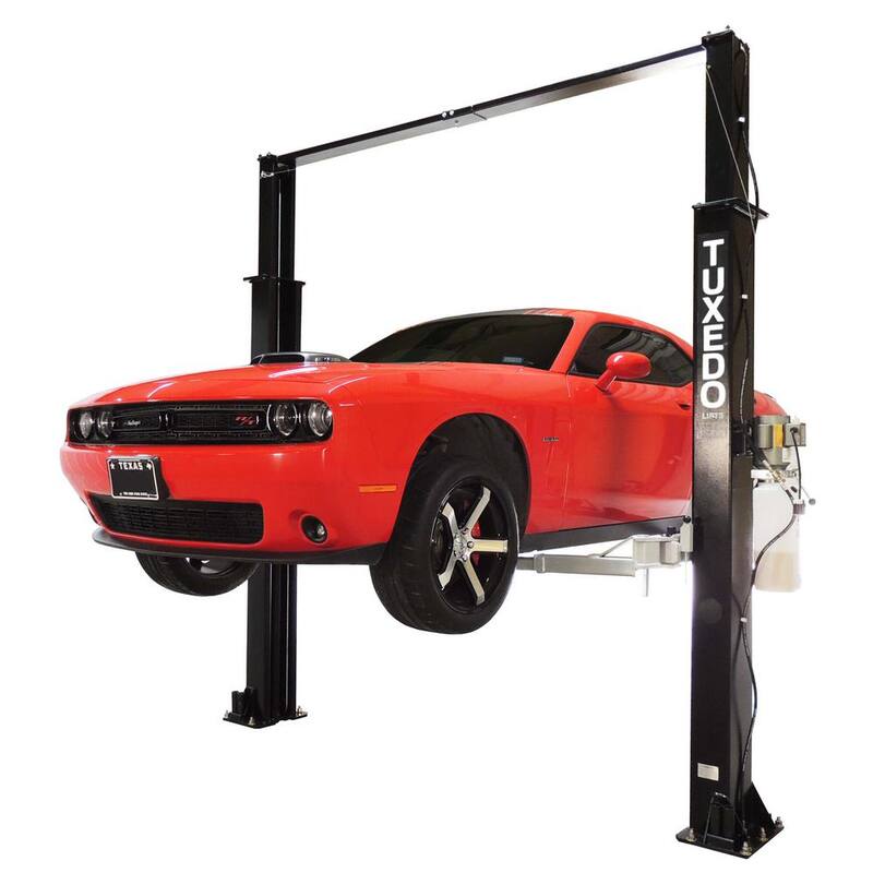 TUXEDO Asymmetric 2 Post Car Lift Clear Floor 9,000 lbs. Capacity Heavy Duty in Black - TP9KAC-TUX