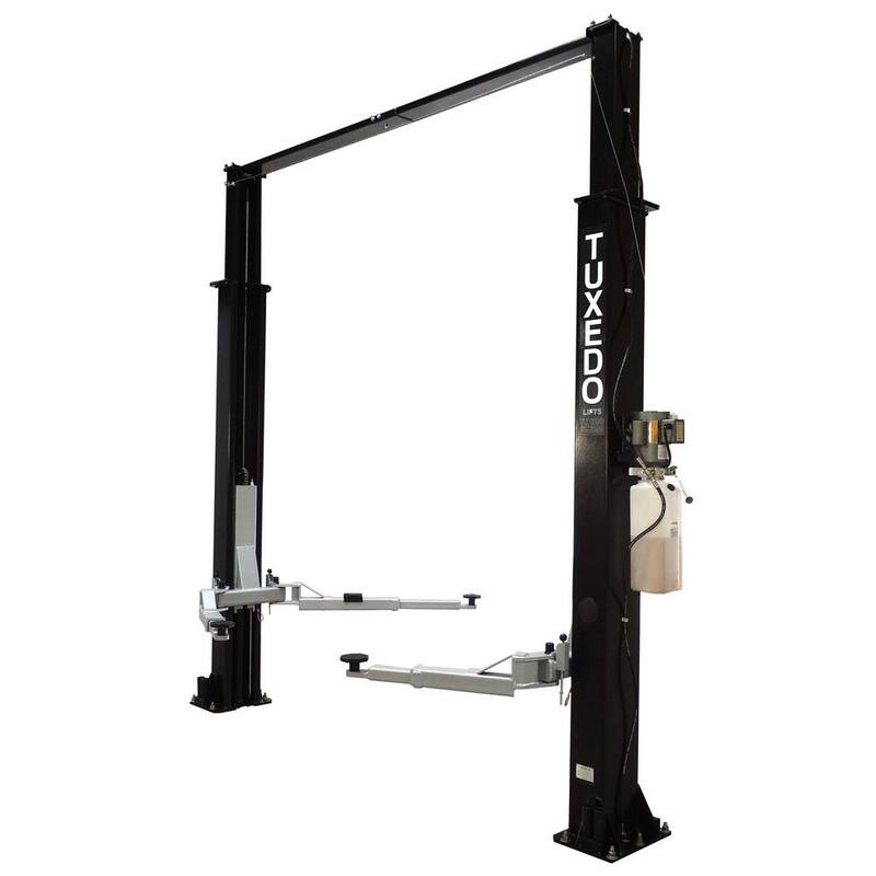 TUXEDO Asymmetric 2 Post Car Lift Clear Floor 9,000 lbs. Capacity Heavy Duty in Black - TP9KAC-TUX