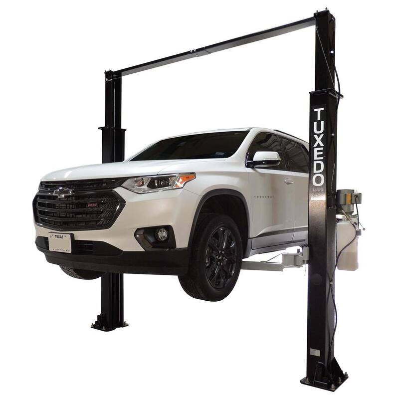 TUXEDO Asymmetric 2 Post Car Lift Clear Floor 9,000 lbs. Capacity Heavy Duty in Black - TP9KAC-TUX