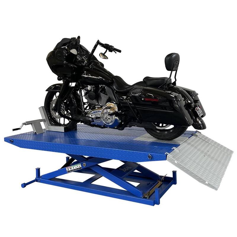 TUXEDO High Rise Motorcycle Lift Bench with Vise, Sides, Balance Bar, Pump 1,500 lbs. - M-1500C-HR