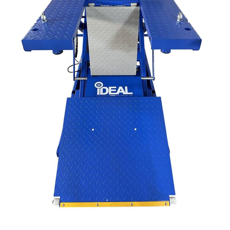 IDEAL Electric-Hydra Motorcycle Scissor Lift Bench with Integrated Motor and Retractable Ramp 2200 lbs. Capacity - M-2200IEH-XR