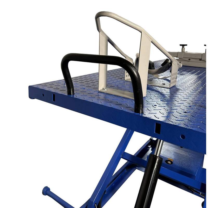 IDEAL Electric-Hydra Motorcycle Scissor Lift Bench with Integrated Motor and Retractable Ramp 2200 lbs. Capacity - M-2200IEH-XR