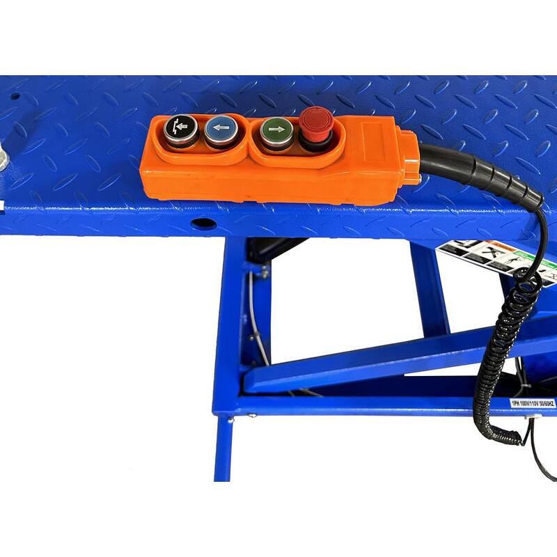 IDEAL Electric-Hydra Motorcycle Scissor Lift Bench with Integrated Motor and Retractable Ramp 2200 lbs. Capacity - M-2200IEH-XR