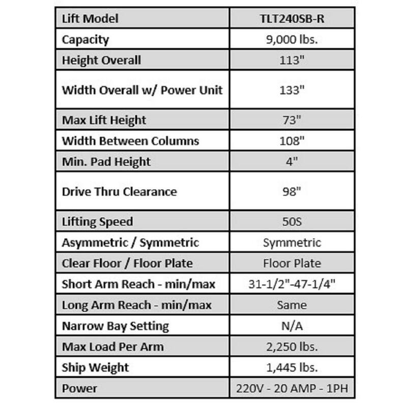 Unbranded 2-Post Car Lift Floor Plate 9,000 lbs. Capacity Symmetric in Red - TLT240SB-R