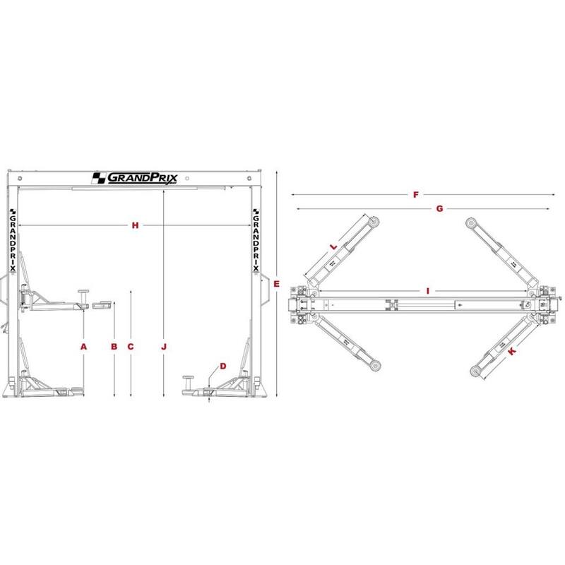 GRANDPRIX Series 2-Post Car Lift 7000 lbs. Capacity 118.5 in. Overall Height - 5175996