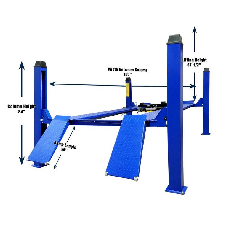 TUXEDO 4-Post Car Lift Cable Driven 12,000 lbs. Capacity in Blue Heavy Duty - FP12K-K