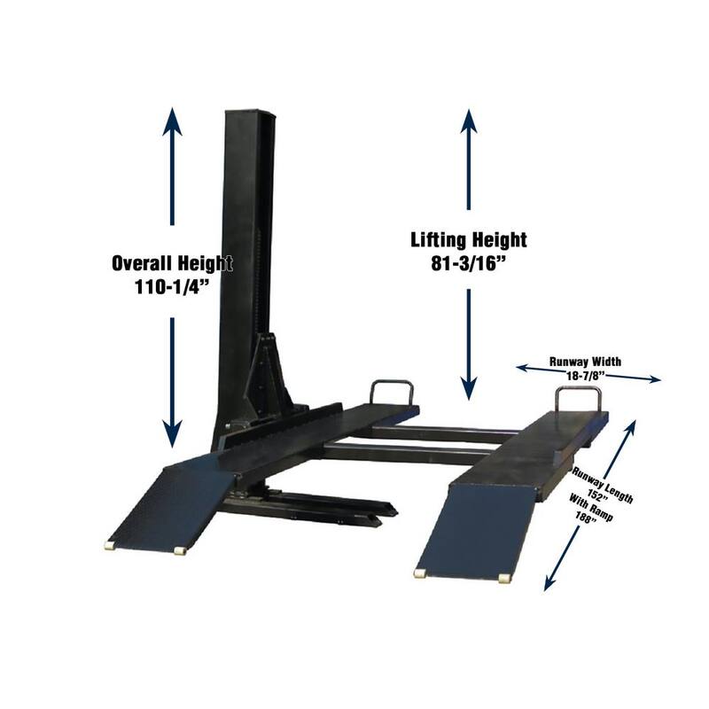 TUXEDO Single Post/Column Car Parking Storage Car Lift 6,000 lbs. Capacity - SP-6K-SS
