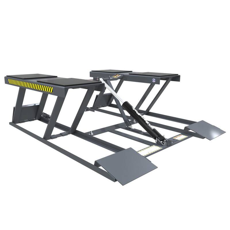 BENDPAK LR-60 1-Phase Low Rise Scissor Car Lift 6000 lbs. Capacity - Tow Handle for Easy Mobility With 220V Power Unit Included - 5175729