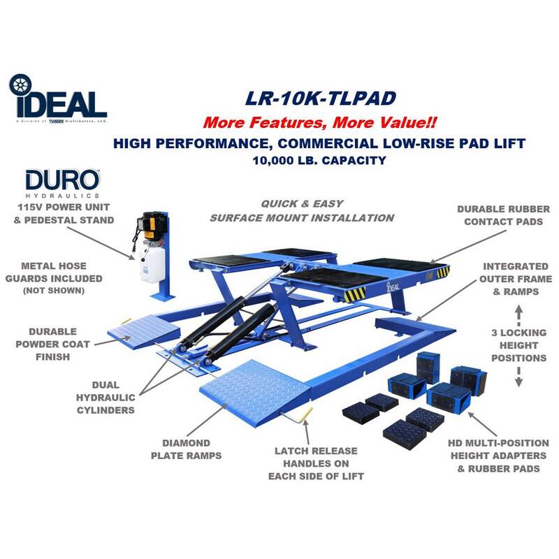 TUXEDO iDEAL LR-10K-TLPAD Table Car Lift (Low Rise Pad) with 10000 lb. Capacity - LR-10K-TLPAD