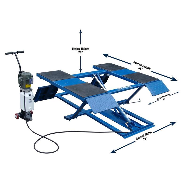 TUXEDO Low-Rise Scissor Car Lift 6,000 lbs. Capacity Heavy Duty Design - LR-26-PAD