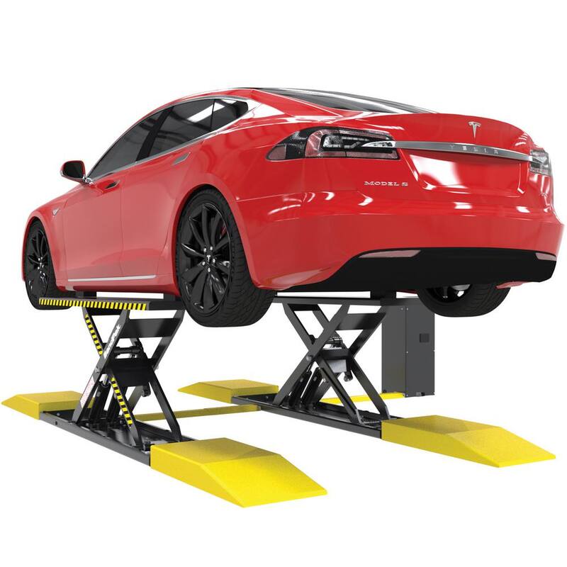 BENDPAK MDS-6EXT Mid-Rise Scissor Car Lift with Open Center and Extended Platform, 6000 lb. Capacity, 208-230V, 60 Hz, 1-Phase - 5175192