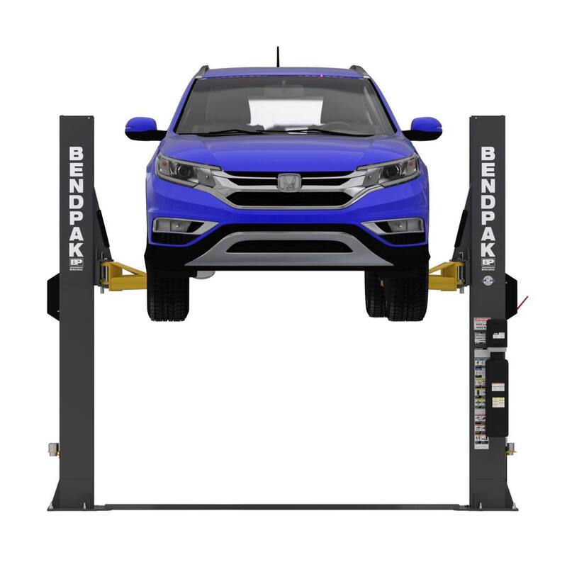 BENDPAK XPR-9TF 2 Post Car Lift with 9000 lb. Capacity, Floorplate, Chain-Over, Adjustable Width, Screw Pads - 5175308