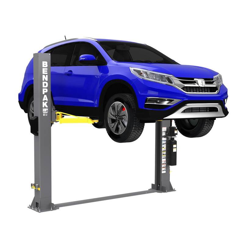 BENDPAK XPR-9TF 2 Post Car Lift with 9000 lb. Capacity, Floorplate, Chain-Over, Adjustable Width, Screw Pads - 5175308